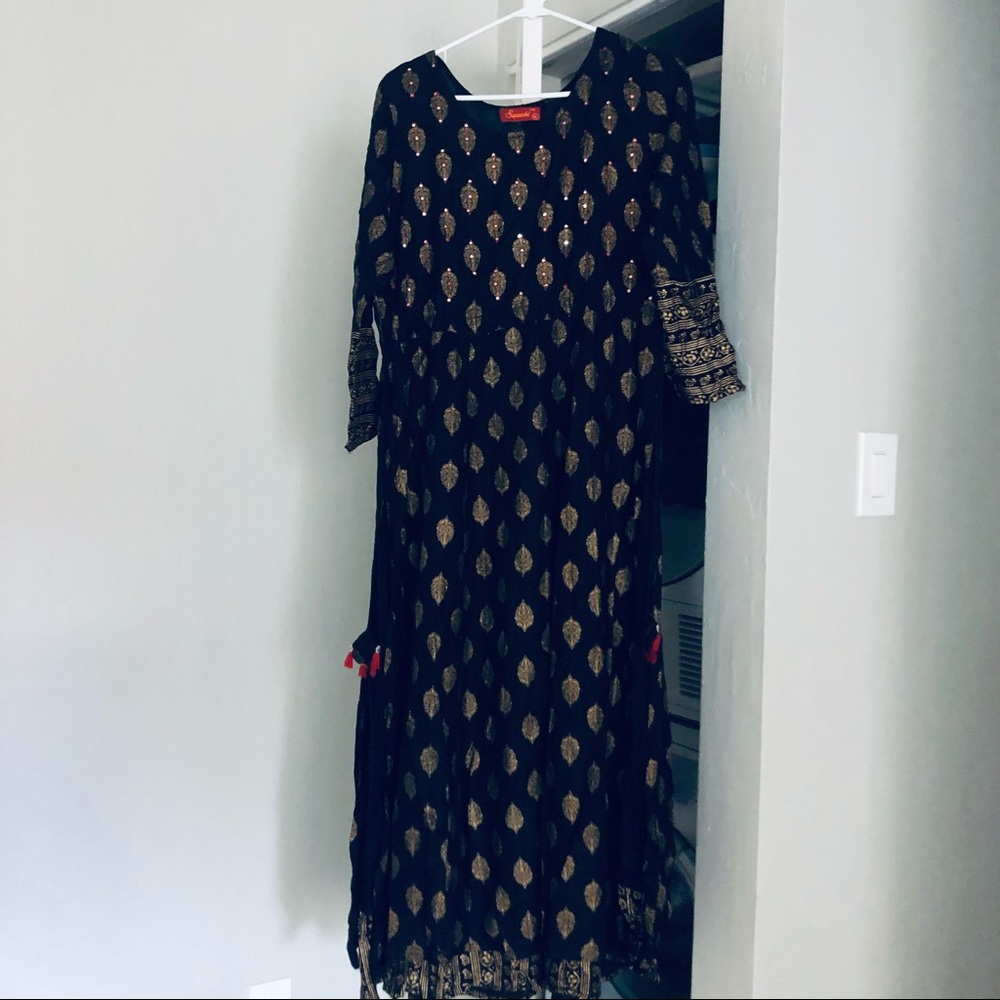 Brand new black anarkali with mirror work